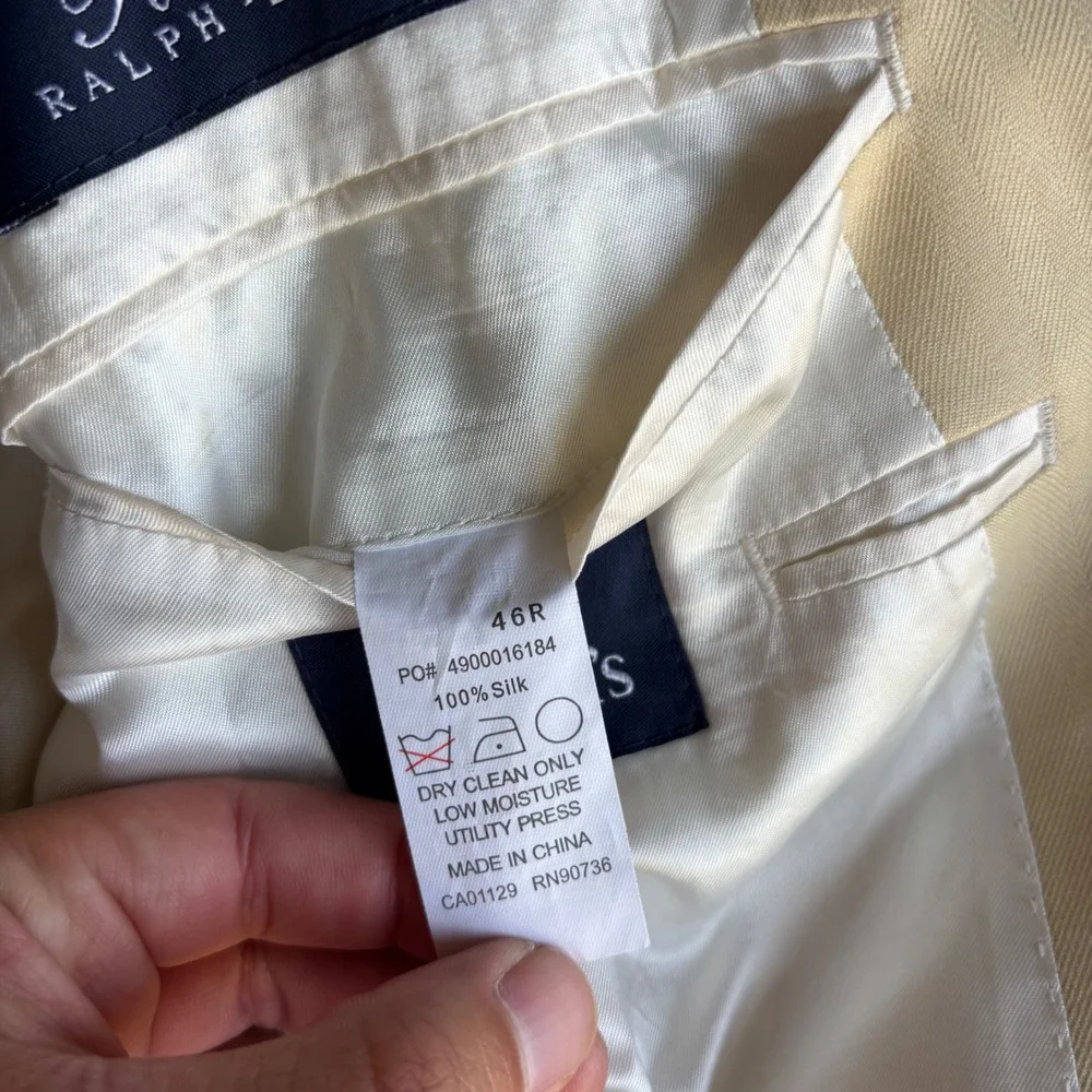 Ralph Lauren Sport Coat Mens 46R Silk Herringbone Tan Blazer Dillard's